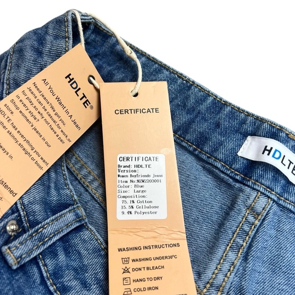 HDLTE NEW Women’s wide leg light wash Boyfriend Jeans Y2K SZ L - Picture 5 of 8